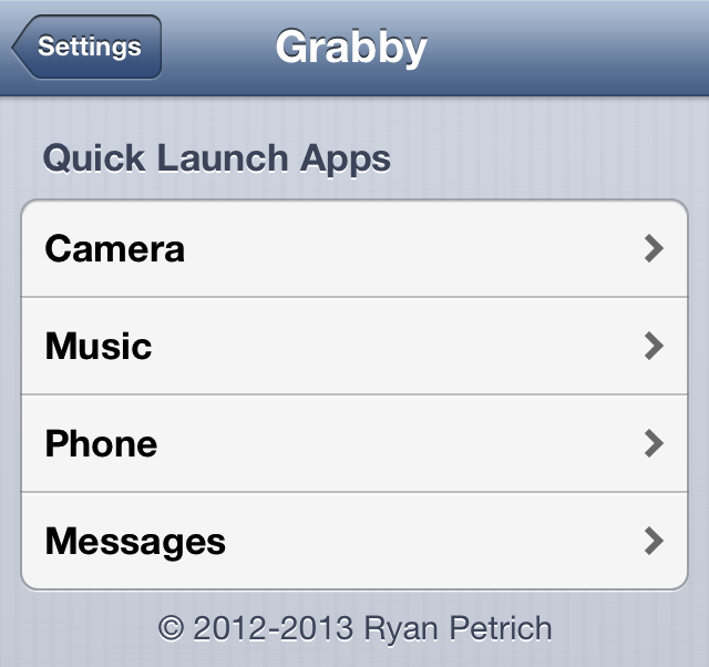Grabby-Settings